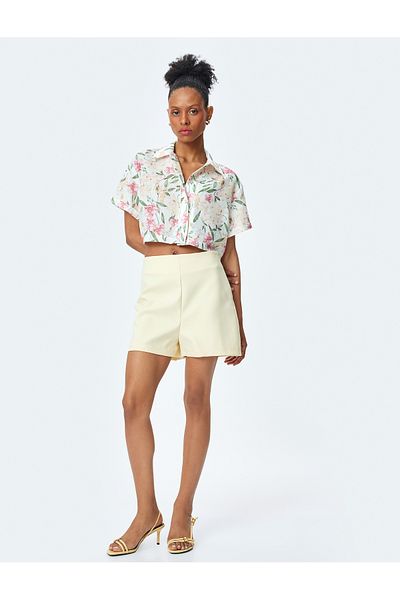 Koton pink design Floral Crop Shirt