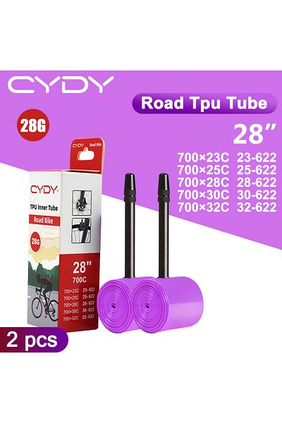Choice 85mm 28g 700x23-32C 2PCS 28g CYDY Road Bicycle TPU Inner Tube 700x23C 25C 26C 27C 28C 30C 32C Cyclin
