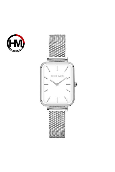 Choice ساعة 1241Y-WYY مربعة الشكل للنساء بحزام شبكي من الفولاذ المقاوم للصدأ،...