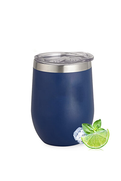 Choice أكواب نبيذ من الفولاذ المقاوم للصدأ باللون الأزرق الداكن، سعة 12 أونصة...