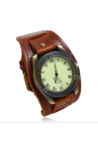 Choice brown Hot Selling Vintage Cow Leather Bracelet Watch Men Women Wrist Watches Roman Numerals Casual Q
