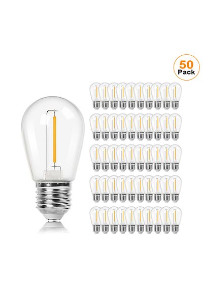 Choice 1W Yes E26 110V 50Pack S14 1W LED String Light Bulbs Equal to 11W E27 Base Vintage Edison Plastic Wa