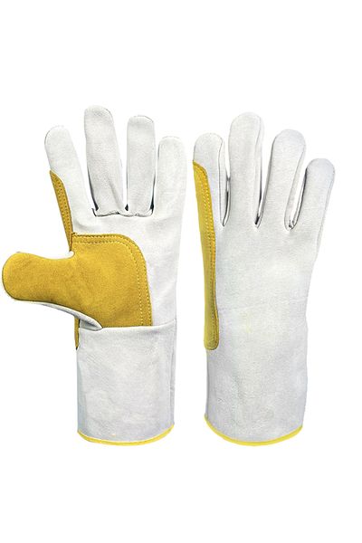 Choice Grayish yellow 1 Pair Long Welding Gloves Soft Leather Electric Welder Labor Protection Site Durable