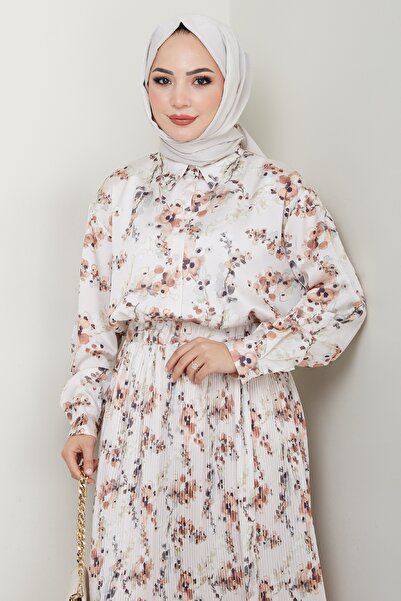 InStyle Σετ Σατέν Μαυρισμένη Πλισέ Καφέ Φούστα