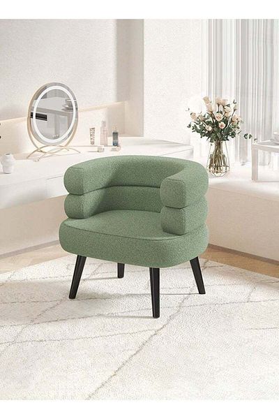 Taimi Set of 2 Elegant Design Boucle Chair, Bedroom, Boucle Chair for Living Room and Office - Green