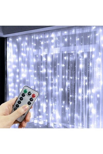 Choice سلسلة أضواء ستائرية بيضاء 3 أمتار × 3 أمتار - 300 ليد، 600/300/200/100...