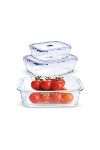 Luminarc 3-Piece Rectangular Food Storage Box Set with Lunch Bag