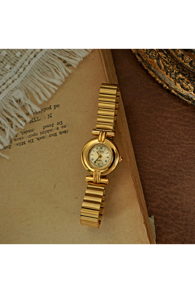 Choice ساعة نسائية ذهبية فرنسية كلاسيكية صغيرة الحجم، قطعة واحدة، أنيقة، رائعة، صغيرة الحجم