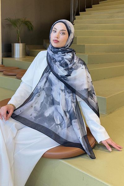 lamelif Elegant Pattern Cotton Shawl Black
