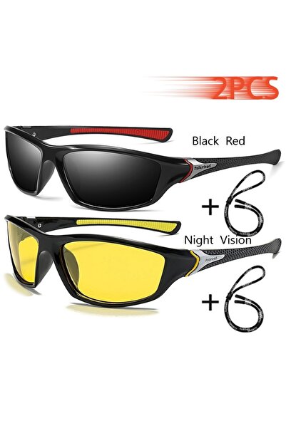 Choice نظارات شمسية مستقطبة سوداء وحمراء للرجال والنساء للرياضة الخارجية مع س...