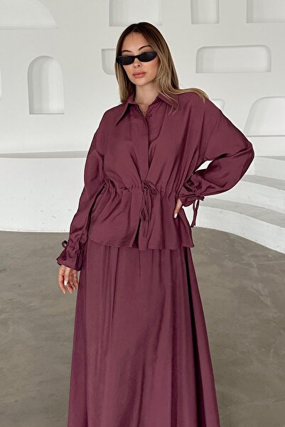 Olcay Σετ με λεπτομέρεια με κορδόνια Modal Suit ROSE 9347-TK