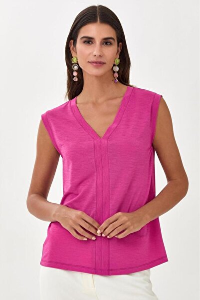 İKİLER V Yaka Kolsuz Bluz 025-1020