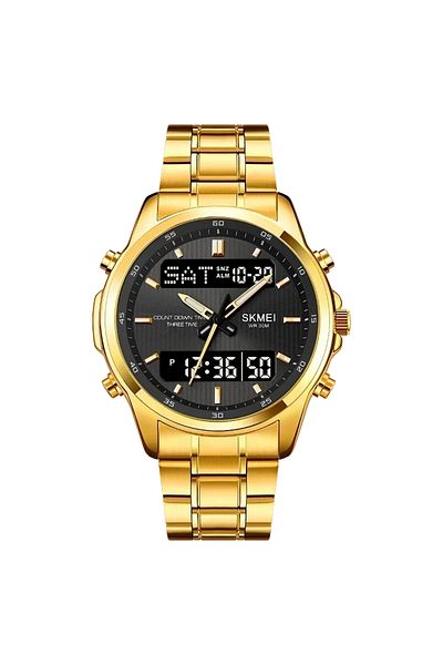 Choice1 GoldBlack SKMEI 2049 Mens Back Light Sport Watch Waterproof Alarm Clock relogio masculino 3 Time Cou