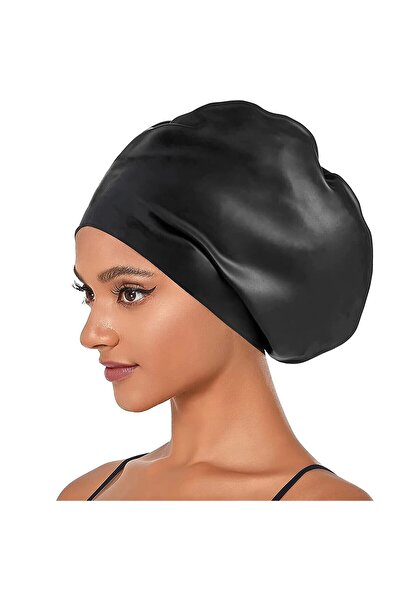 Choice قبعة سباحة كبيرة الحجم من السيليكون المقاوم للماء، مناسبة للنساء، لون ...