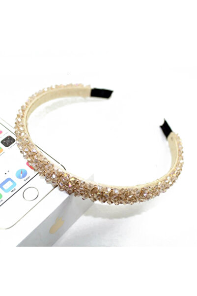 Choice عصابة رأس مصنوعة يدويًا من حجر الكريستال اللامع باللون الشمبانيا للنساء والفتيات