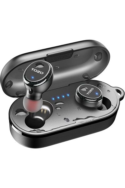 Smart Vibe True Wireless Headphones TOZO® T10S Acoustic Technology, Active Noise Cancelling, Stereo Sound, Black