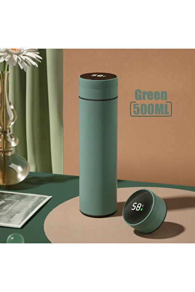 Choice كوب حراري أخضر 500 مل مع شاشة عرض درجة الحرارة وزجاجة حرارية مقسمة من ...