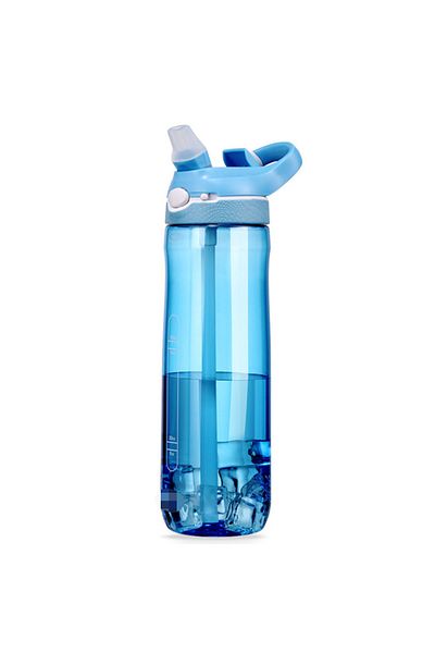 Choice Blue 750ml Sports Water Bottle with straw For Camping Hiking Outdoor Plastic Transparent BPA Free Bo