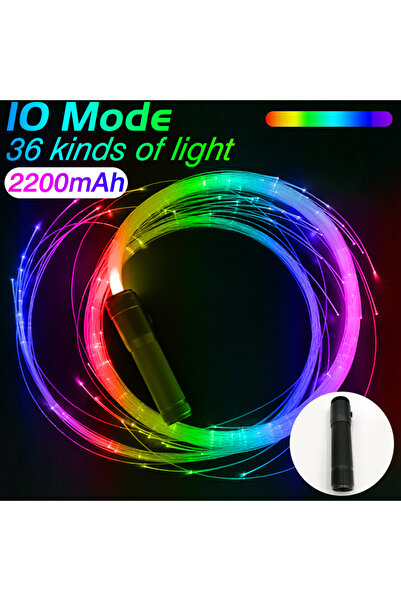 Choice Black handle RGB 2025 LED Fiber Optic Whip USB Rechargeable Optical Ha...