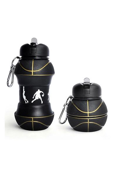 Choice Basketball Silicone Fold Water Bottle Cups Outdoor Sports Basketball Style Leakproof Portable Sports
