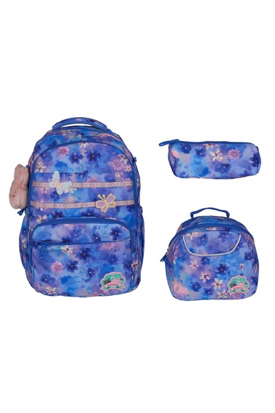 Relaxion Imported Fabric Orthopedic Quality Set of 3 with Accessories (Bag-Nutrition-Pen Holder) Girls School Bag