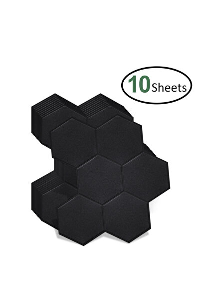 Choice 10 قطع VP543 10 قطع ملصقات بلاط حائط سداسية كبيرة سوداء غير لامعة سهلة...