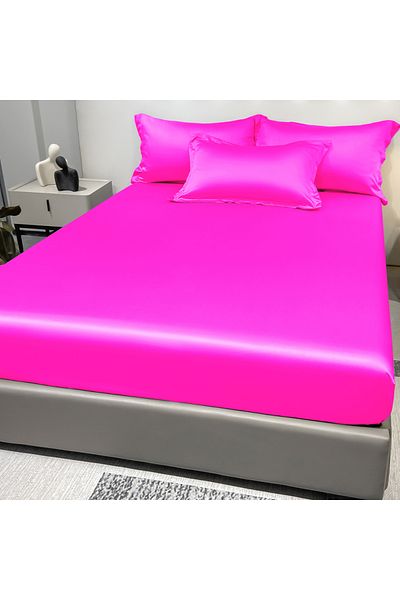 Choice 71x132cm Rose Red 1 Simple Modern Satin Solid Color Fitted Sheet, Solid Color Ice Silk Bedspread For