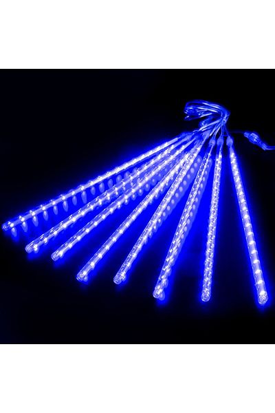Choice EU Plug 220V 30cm-8 tubes Blue LED Meteor Shower Rain Lights Waterproof Falling Raindrop Fairy Strin