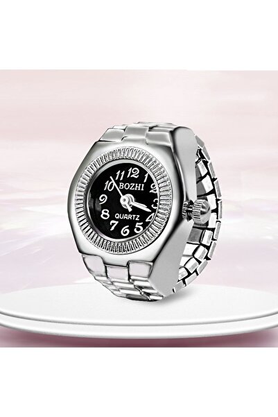 Choice ساعة خاتم سوداء جديدة رائجة البيع مصنوعة من سبيكة إبداعية ذات قرص دائر...