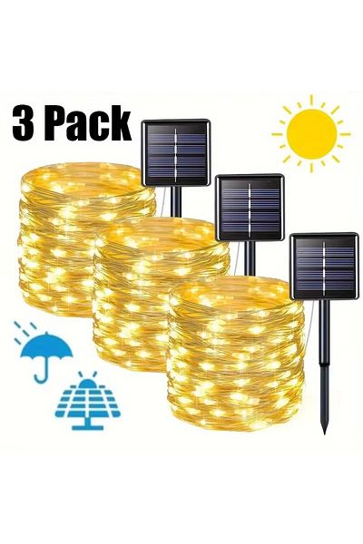 Choice 33M 300LED 3pack warm Led Solar Fairy String Lights 8 Modes Christmas Led Light Outdoor Garden Patio