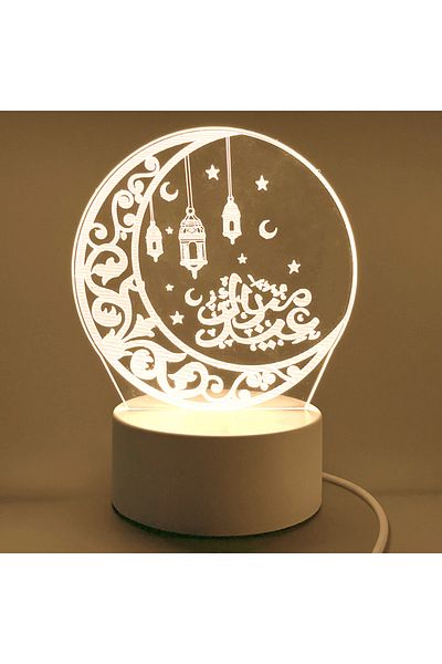 Choice USB Powered Night Light-44 USB Operated 3D LED Night Light Eid Mubarak Table Ornament Muslim Ramadan