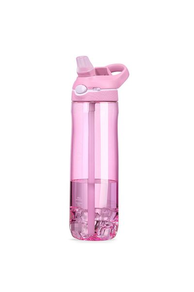 Choice Pink 750ml Sports Water Bottle with straw For Camping Hiking Outdoor Plastic Transparent BPA Free Bo