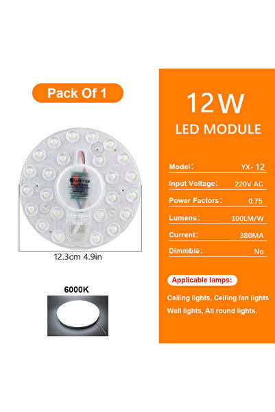 Choice وحدة إضاءة LED بديلة للسقف بقدرة 12 وات، لوحة إضاءة LED قابلة للتعتيم ...