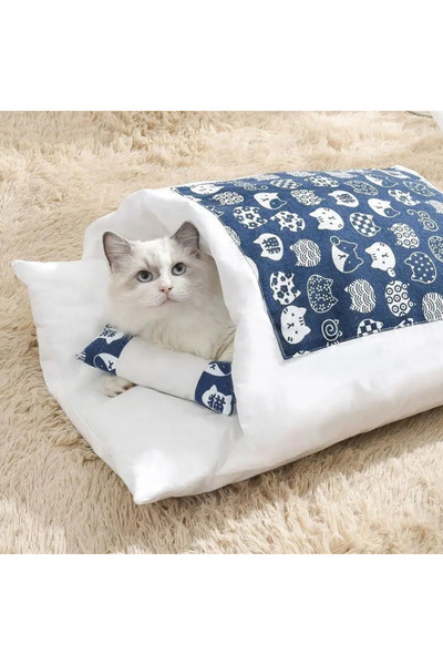Choice L Blue Kawaii Removable Cats Bed House Home Supplies Products for Adult Cats Large Pet Dog Bed Cat's