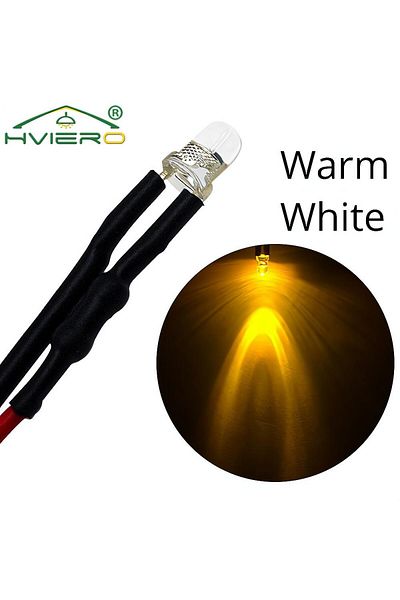 Choice 20pcs 3mm WW 5/10/20X 3mm Round LED 5-12V 20cm Pre Wired White Blue Yellow Diode Lamp DIY Billboard