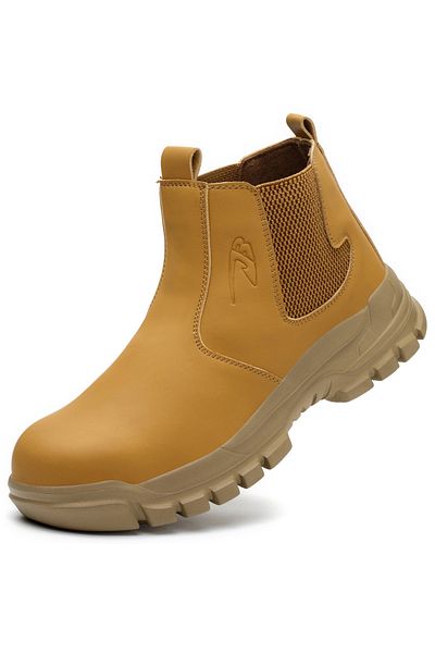 Choice 42 Yellow Waterproof Men's Safety Work Boots Steel Toe Shoes Anti Impact And Anti-Puncture Outdoor A