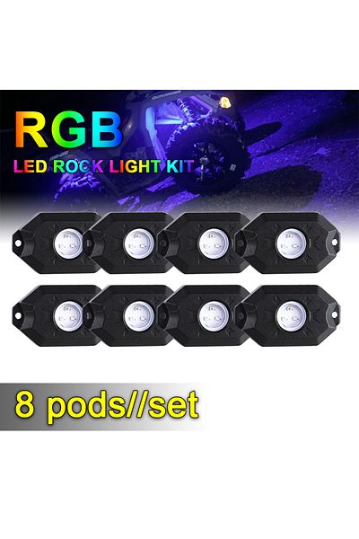 Choice 8 pods set RGB LED Rock Lights Timing Function Music Mode Multicolor Neon LED Light for ATV UTV Boat