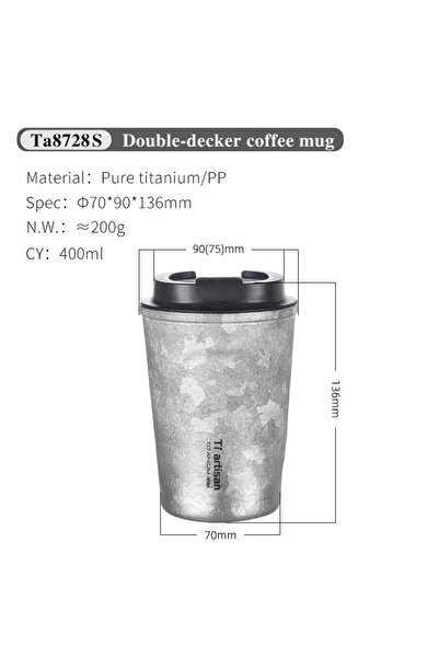 Choice زجاجة مياه مزدوجة الجدار من تيارتيسان من التيتانيوم النقي Ta8728S، كوب...