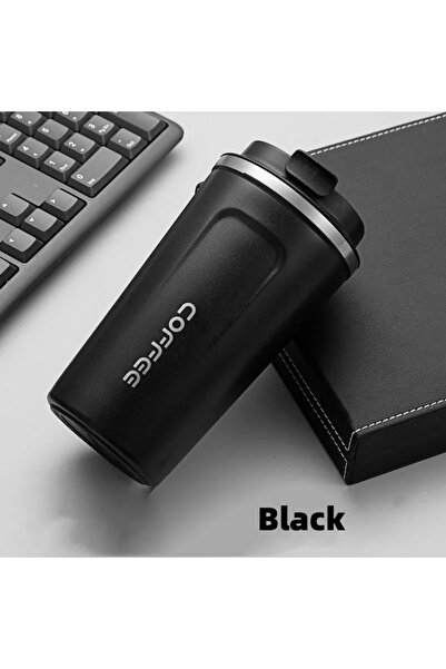 Choice كوب قهوة أسود من الفولاذ المقاوم للصدأ سعة 500 مل، متوفر بمقاسين 380/5...