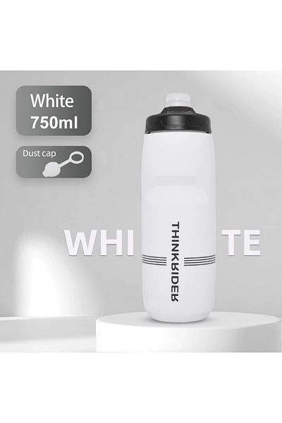 ThinkRider White 750ml ThinkRider 620ml/750ml Bicycle Bottle MTB Road Bike Water Bottle Outdoor Sports Plastic
