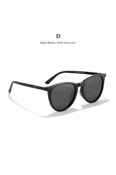 Choice C1 Bright Black KDEAM Round Shaped Oversized Sunglasses Women The Polarized Lens & Flexible Rubber B