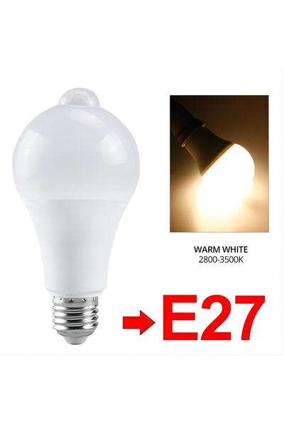 Choice مصباح LED أمني أبيض دافئ E27 مزود بمستشعر حركة E27 E26 B22 12 واط 85-2...