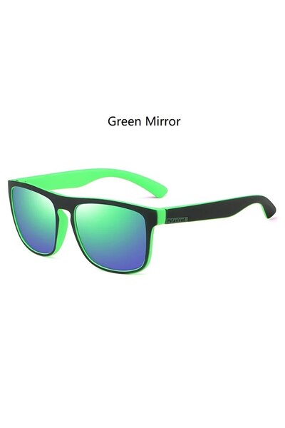 Choice نظارة شمسية رياضية كلاسيكية مربعة الشكل 733 (مرآة خضراء) مستقطبة للرجا...