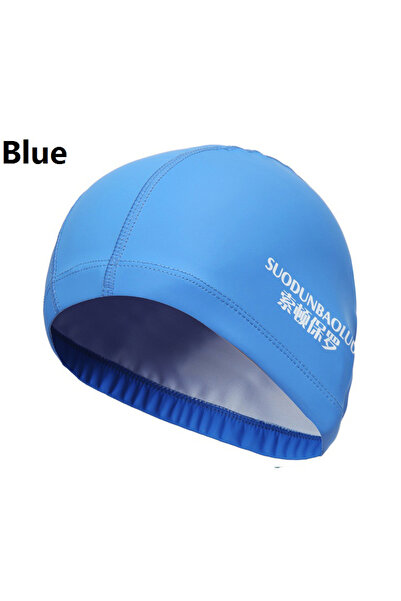Choice قبعة سباحة زرقاء مقاومة للماء من نسيج البولي يوريثين، ملحقات حمام السب...