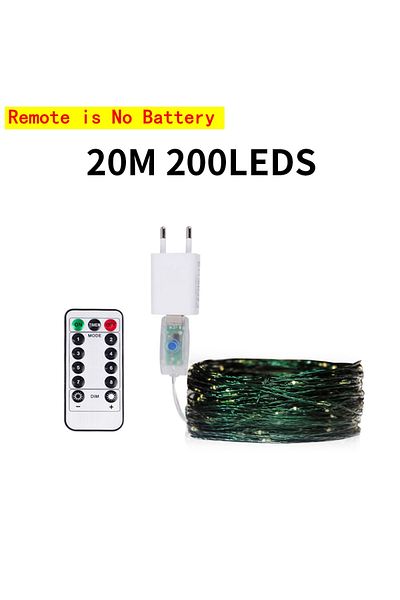 Choice EU 220V Plug Multicolor 20M 10-200M LED String Lights Fairy Green Wire Outdoor Christmas Light Tree