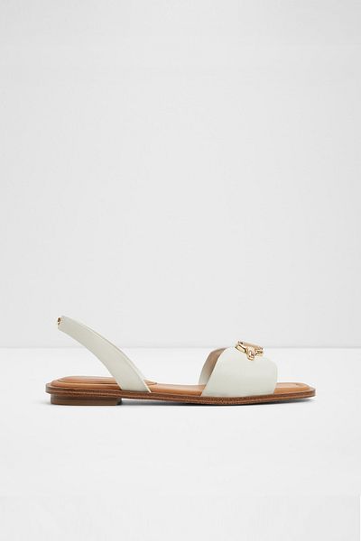 Aldo Goassı - Women's Faux Leather White-Ecru Flat Sandals