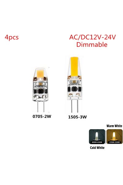 Choice 3w Yes Warm White 4pcs/lot Dimmable COB Bulb AC/DC12-24V G4 LED Bulb 2W 3w G4 Bulb Replace Traditio