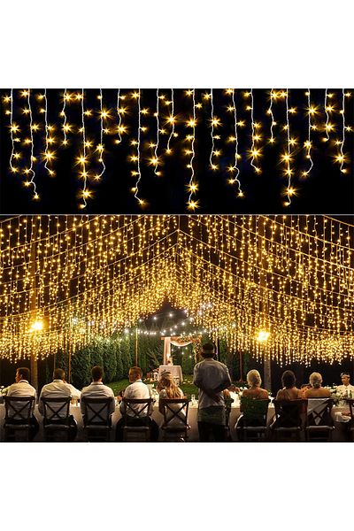 Choice 220V EU Plug Warm White 4M LED Curtain Icicle String lights Christmas Garland Faiy Light Droop 0.4-0