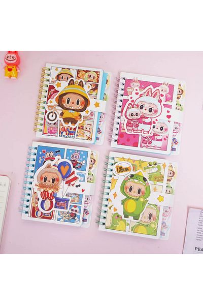 Choice 12pcs-mix A Labubu A7 Coil Notebook Kawaii Cartoon Spacer Notepad Diary Student Record Writing Child