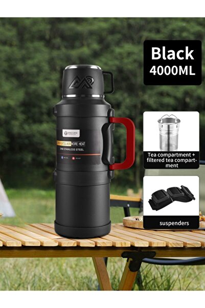 Choice ترمس كبير أسود 4 لتر قطعة واحدة - ترمس من الفولاذ المقاوم للصدأ 1.7 لت...